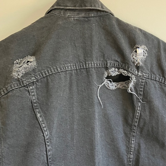 Zara Trafaluc Black Distressed denim vest size small long - Picture 6 of 8